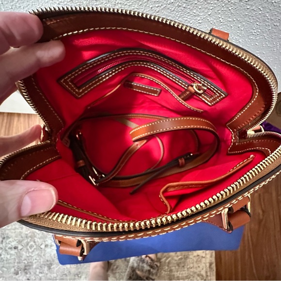 Dooney & Bourke Honey Tan Suede Top Handle Crossbody Satchel - Picture 5 of 8